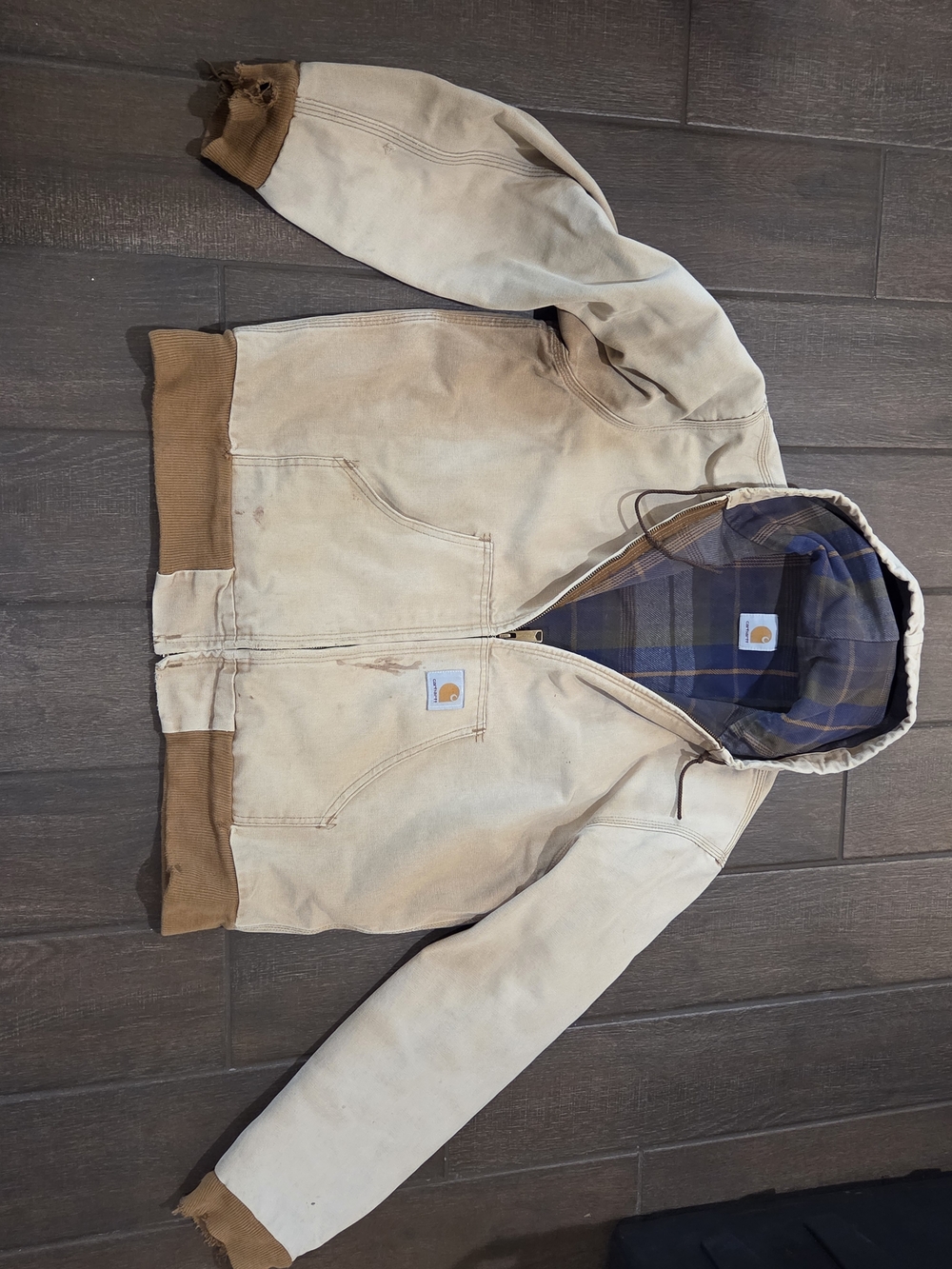 Carhartt Sand Brown Hooded Work Jacket